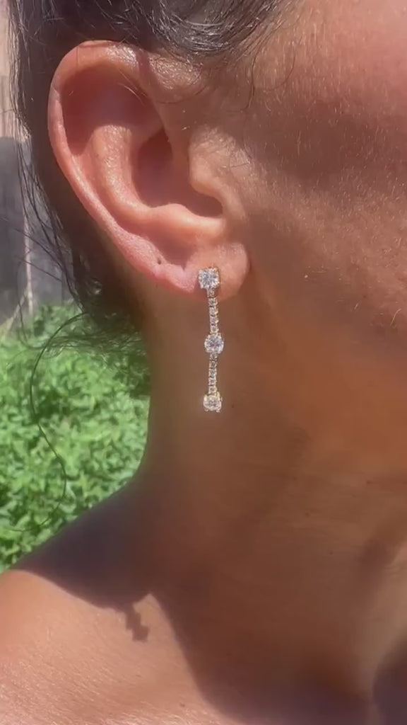 14k Gold Diamond Drop Earrings: 1.5 Ct. Bridal Dangle Jewelry