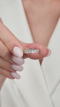 14k Gold Radiant Cut Diamond Half Eternity Wedding Band - 2.2 CT