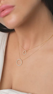 14k Gold and Diamond Circle Necklace Small / Floating Diamond Circle Necklace / 1 Ct Diamond Circle Necklace / Circle of Life Necklace