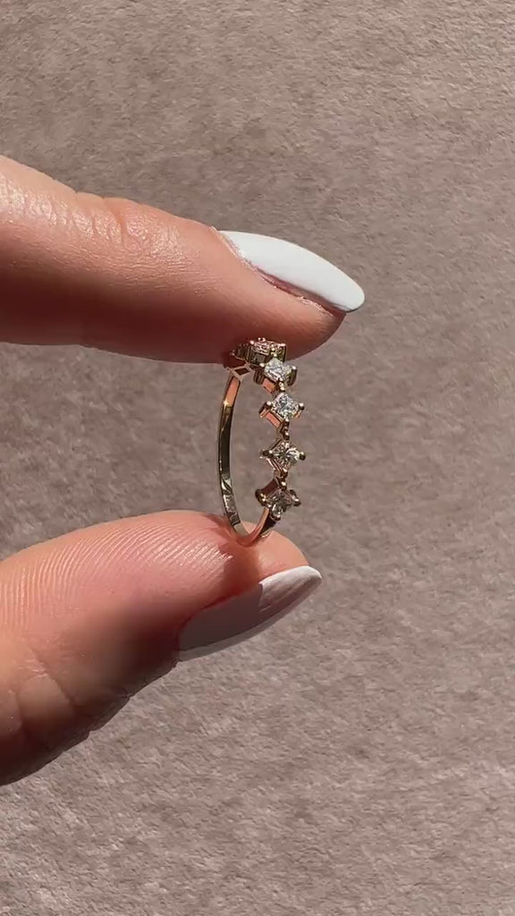 Princess Diamond Wedding Ring / 14k Princess Diamond Prong Set Stacking Ring / Diamond Wedding Band / Graduation Gift / Birthday Gift