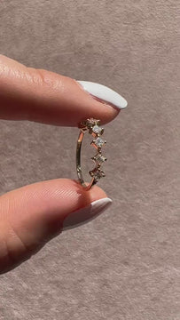 Princess Diamond Wedding Ring / 14k Princess Diamond Prong Set Stacking Ring / Diamond Wedding Band / Graduation Gift / Birthday Gift