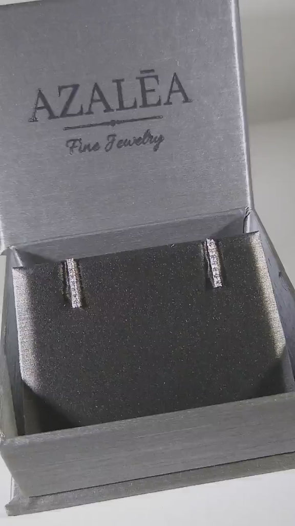 Diamond Bar Earrings / 14k Gold or Silver Dainty Minimalist Diamond Bar Stud Earrings / Diamond Anniversary Gift / Diamond Birthday Gift