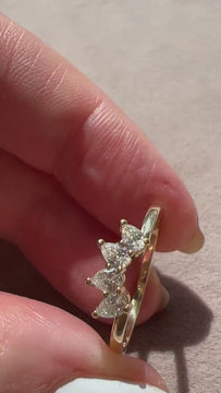 14k Gold Pear Diamond Wedding Band / Diamond Curved Band / Diamond Stacking Ring / 1.6 Ct. Diamond Ring