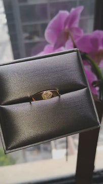 14k Solid Gold Diamond Evil Eye Stacking Ring / Diamond Evil Eye Stacking Ring/ Diamond Protection Ring / Signet Ring