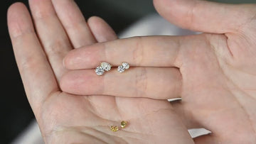 14k Gold Toi Et Moi Diamond Stud Earrings: Round & Pear Cut