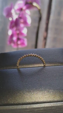 Diamond Wedding Band / 14k Gold Round Diamond Half Eternity Wedding Ring / Engagement Ring / Diamond Stacking Ring / Wedding Ring