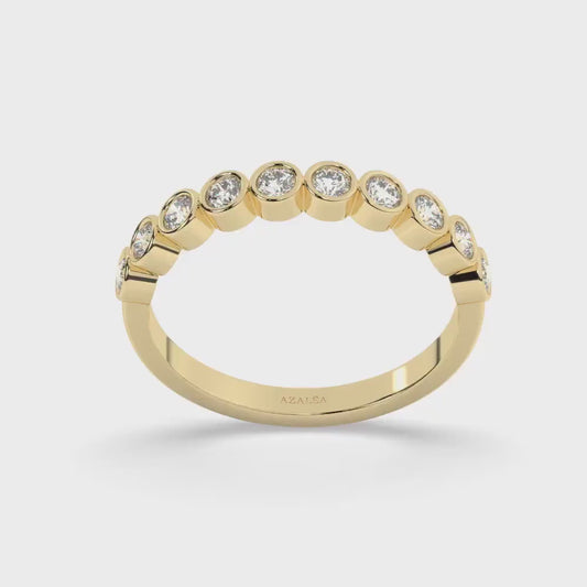 Bezel Set Diamond Wedding Band / 0.25 - 1 CT Bezel Set Halfwaty Eternity Wedding Ring / Diamond Anniversary Ring / Wedding Gift
