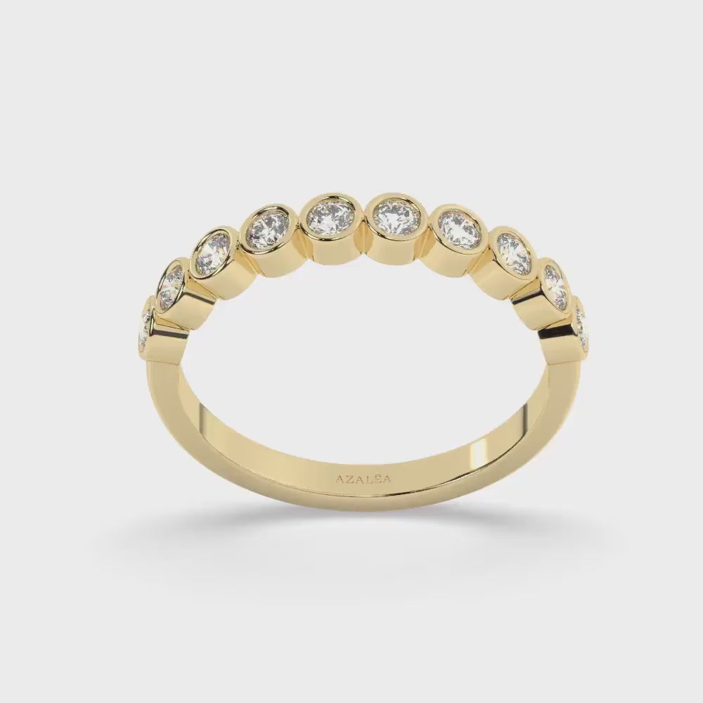 Bezel Set Diamond Wedding Band / 0.25 - 1 CT Bezel Set Halfwaty Eternity Wedding Ring / Diamond Anniversary Ring / Wedding Gift