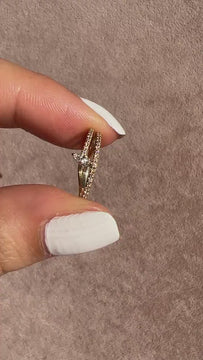 Marquise Diamond Spiral Stacking Ring / 14k Gold Minimalist Twist Ring / Anniversary Ring / Wedding Band / Stacking Ring / Birthday Gift