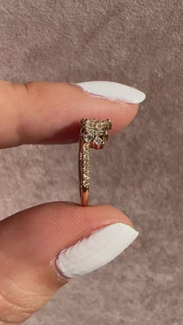 14k Gold Curved Marquise Diamond Wedding Band / Crown Diamond Stackable Ring / Engagement Ring / Natural & Lab Diamond Options