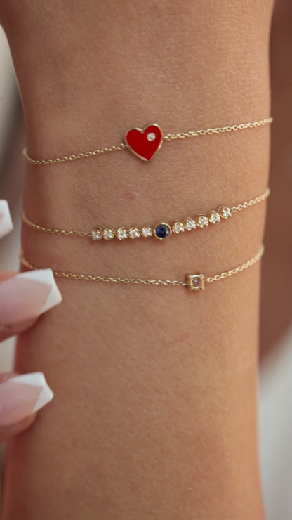 Diamond Enamel Heart Bracelet