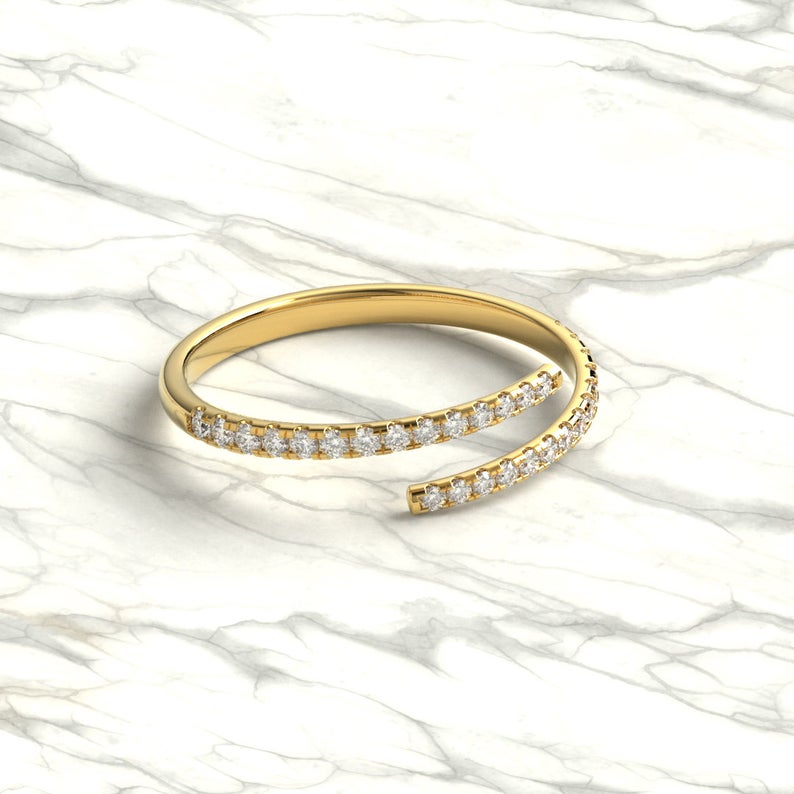 Spiral Diamond Cuff Ring