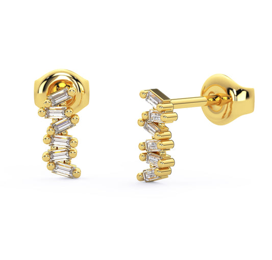 Dainty Baguette Diamond Studs