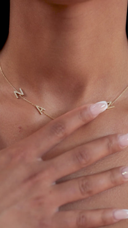 Diamond Initial Necklace and Solitaire Bezel Diamond