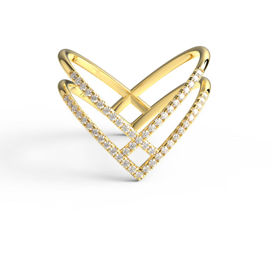 Unique Diamond Chevron Stacking Ring
