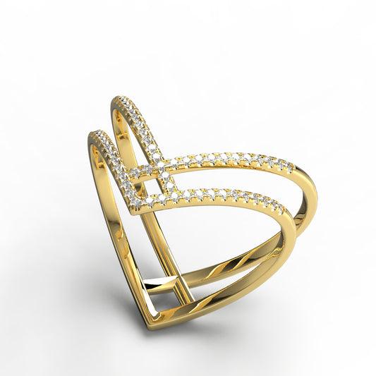 Unique Diamond Chevron Stacking Ring
