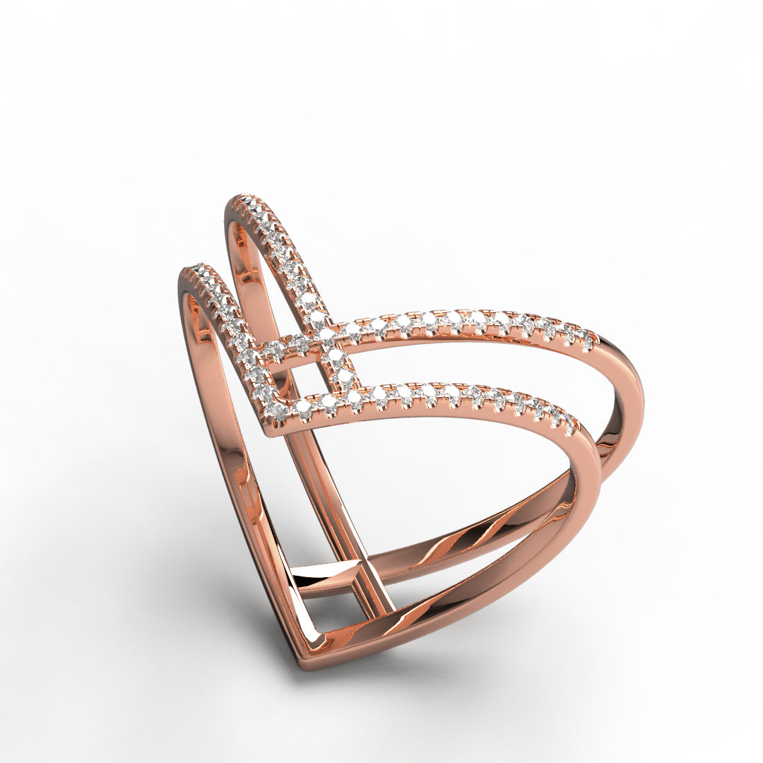 Unique Diamond Chevron Stacking Ring
