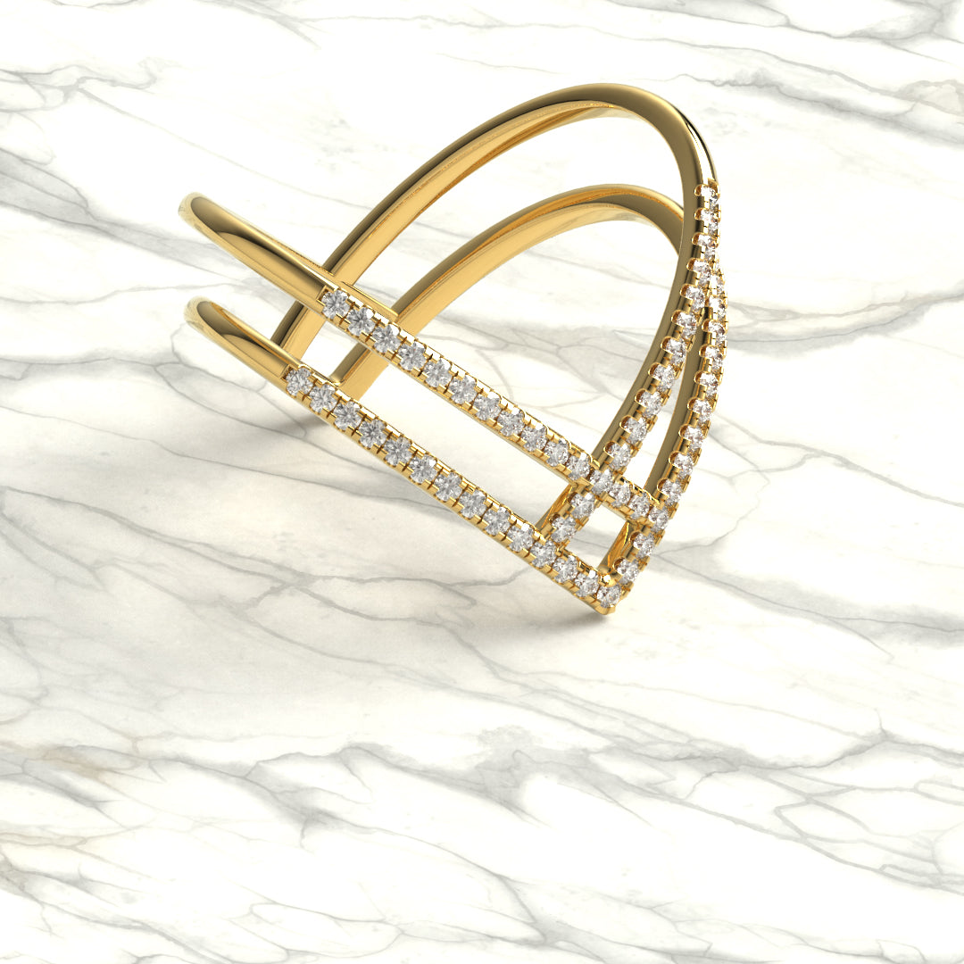 Unique Diamond Chevron Stacking Ring