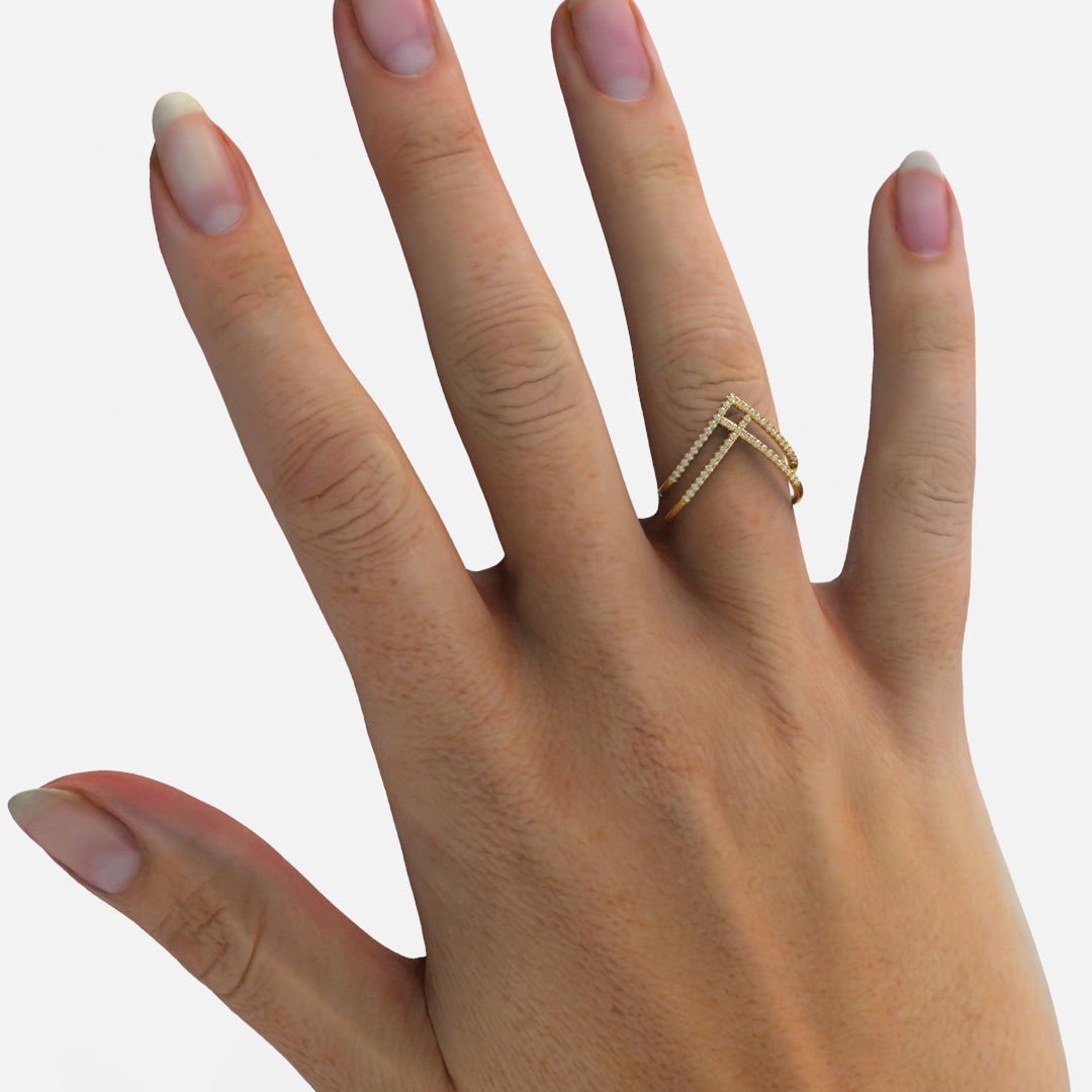 Unique Diamond Chevron Stacking Ring
