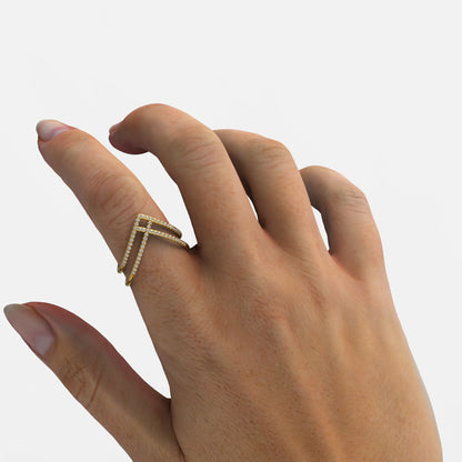 Unique Diamond Chevron Stacking Ring