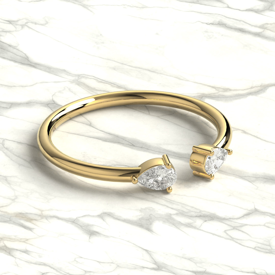 Pear Diamond Cuff Ring