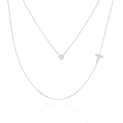 Bezel Diamond Initial Charm Necklace