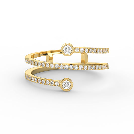 Spiral Diamond Cuff Ring