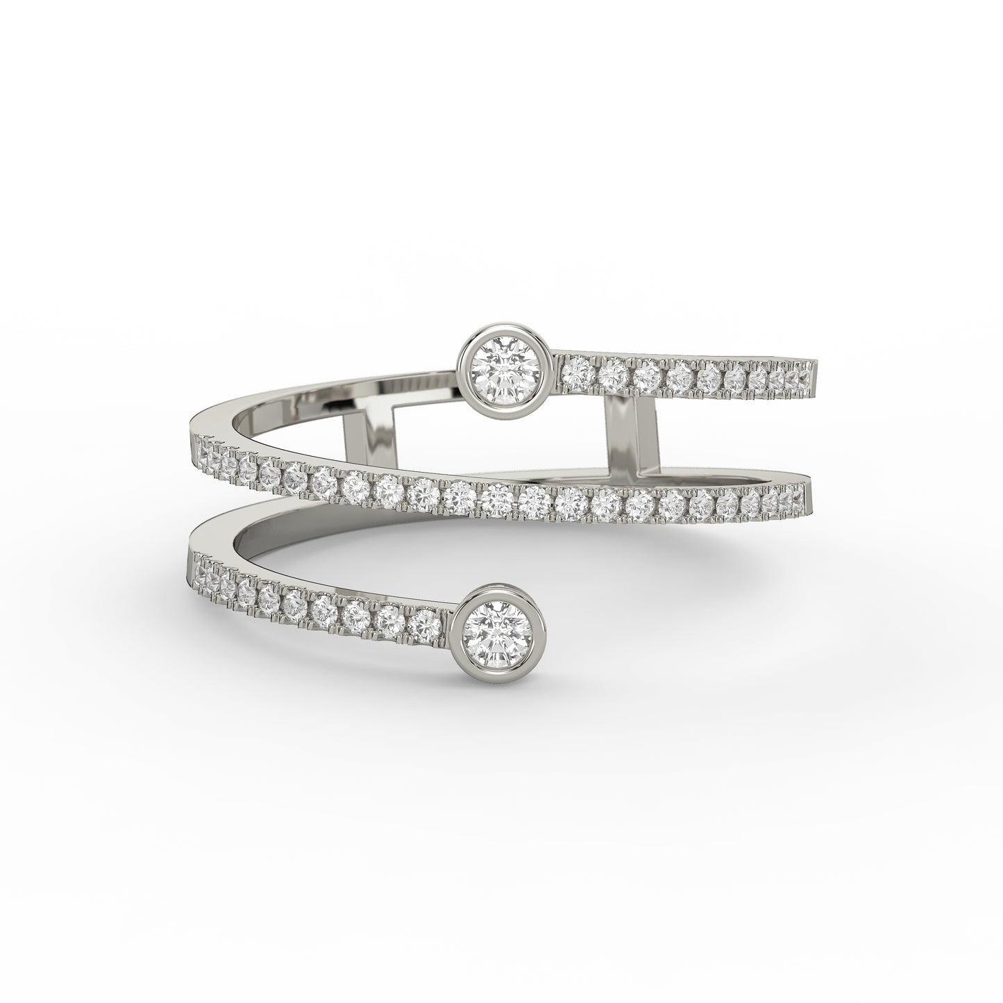 Spiral Diamond Cuff Ring