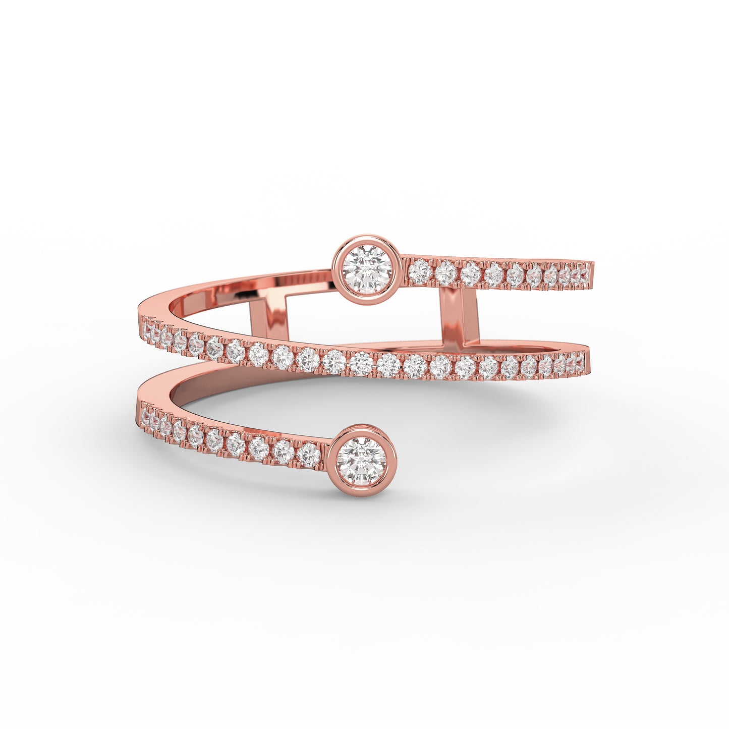 Spiral Diamond Cuff Ring