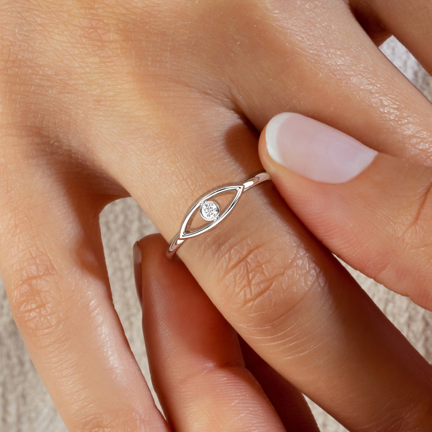 Gold Diamond Evil Eye Ring