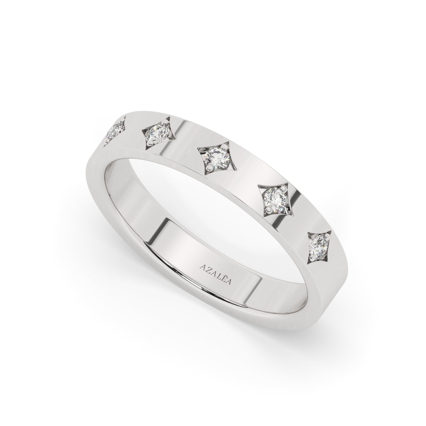 Gold Engraved Diamond Stacking Ring
