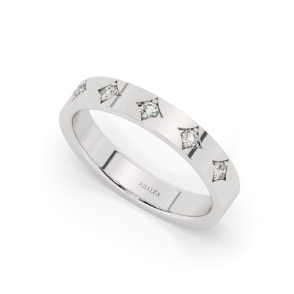 Gold Engraved Diamond Stacking Ring