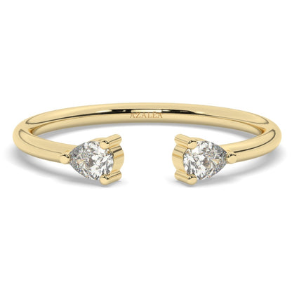 Pear Diamond Cuff Ring