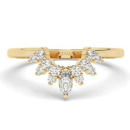 Curved Diamond Chevron Wedding Band