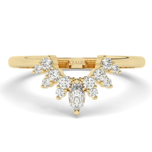 Curved Diamond Chevron Wedding Band