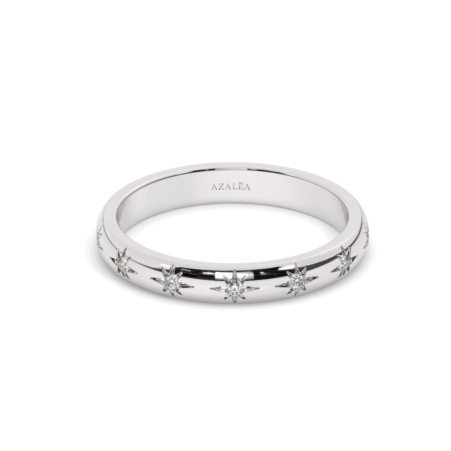 Engraved Star Diamond Stacking Ring
