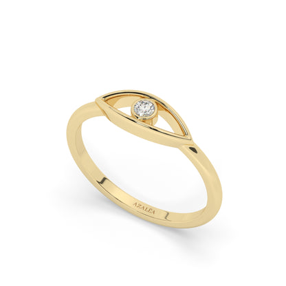 Gold Diamond Evil Eye Ring