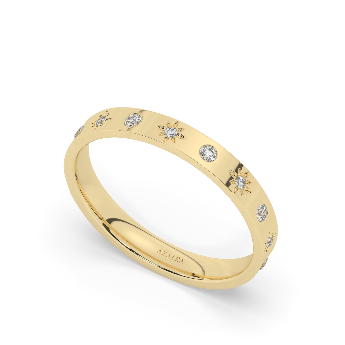 Engraved Star Accent Ring