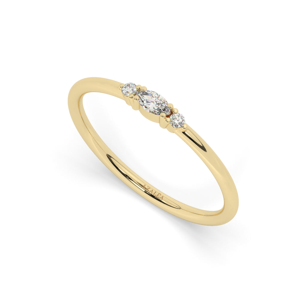 Marquise and Round Diamond Wedding Ring