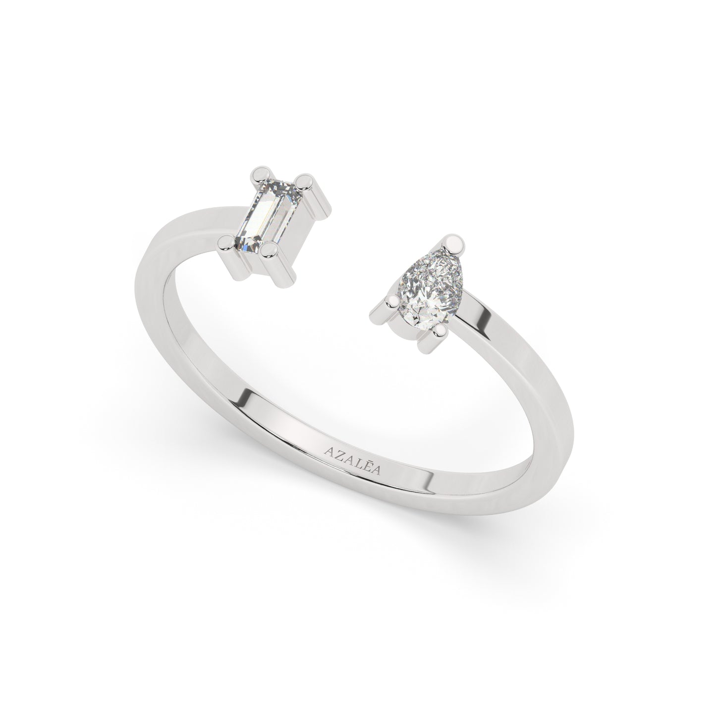 Pear and Baguette Diamond Cuff Stacking Ring