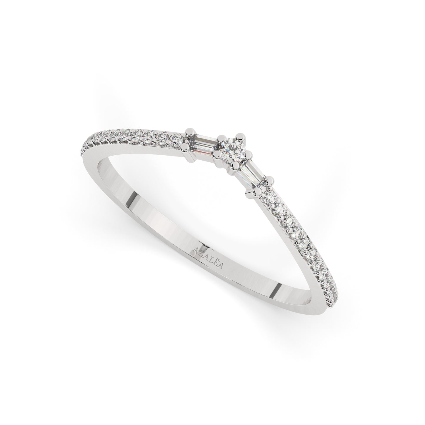 Round Diamond Baguette Ring