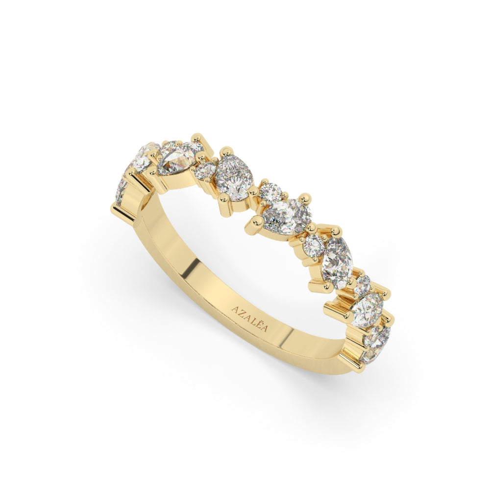 Pear and Round Diamond Alternating Wedding Band