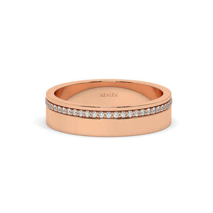 Thick Channel Set Diamond Wedding Ring