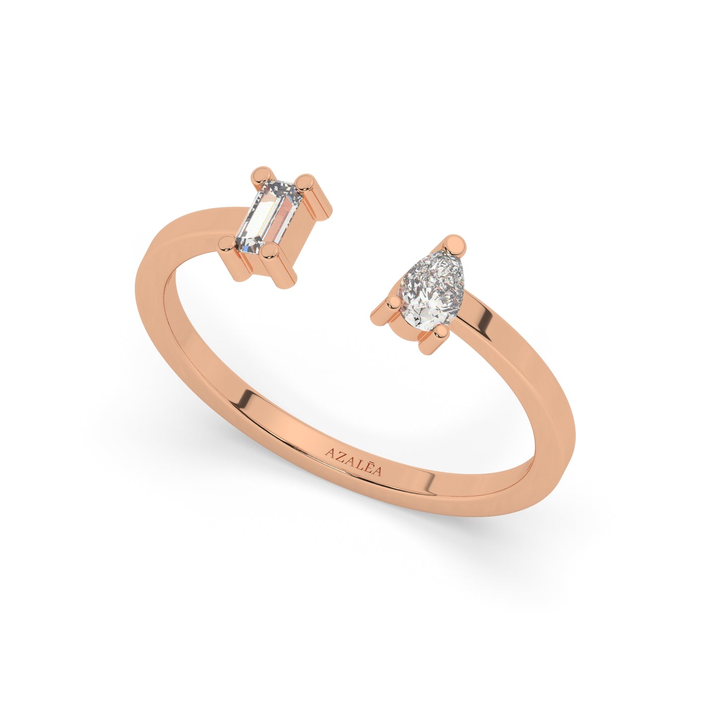 Pear and Baguette Diamond Cuff Stacking Ring
