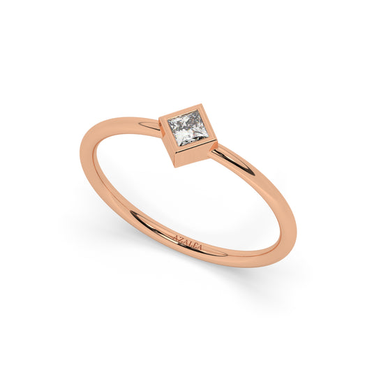 Gold Princess Cut Diamond Bezel Ring