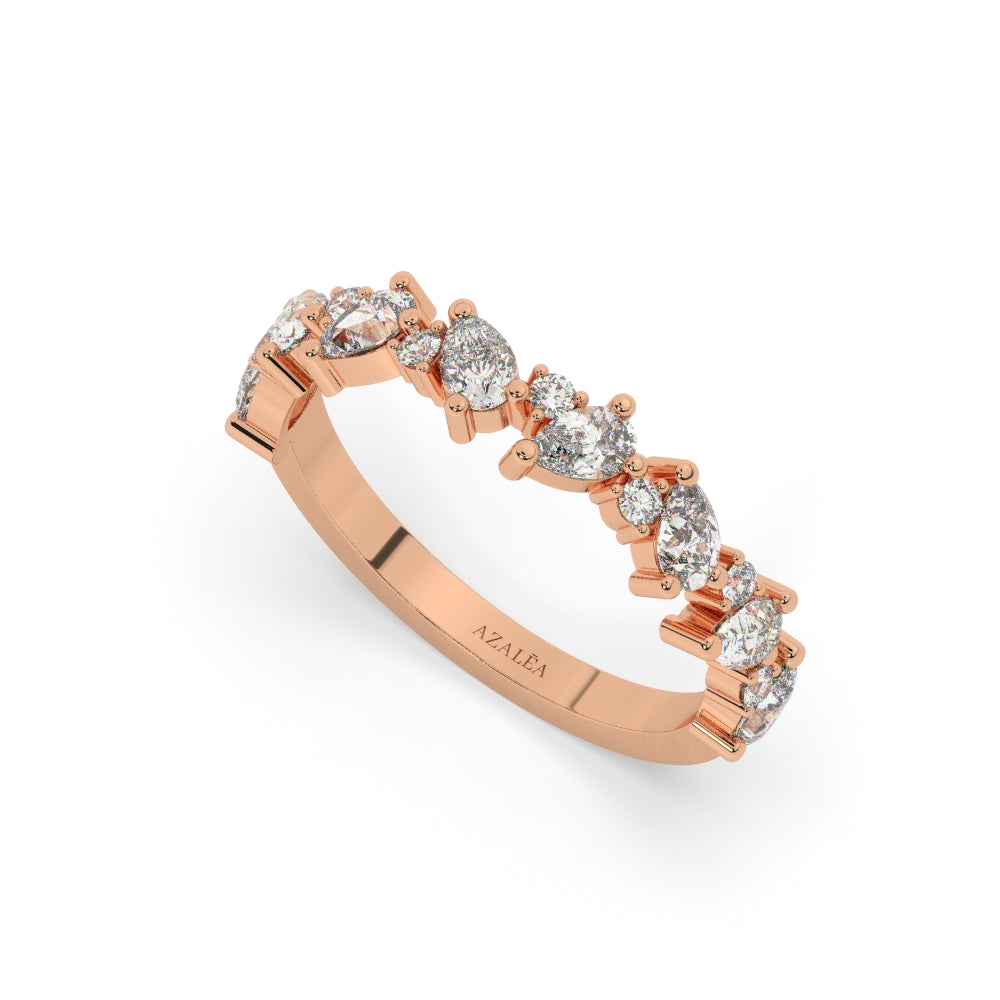 Pear and Round Diamond Alternating Wedding Band