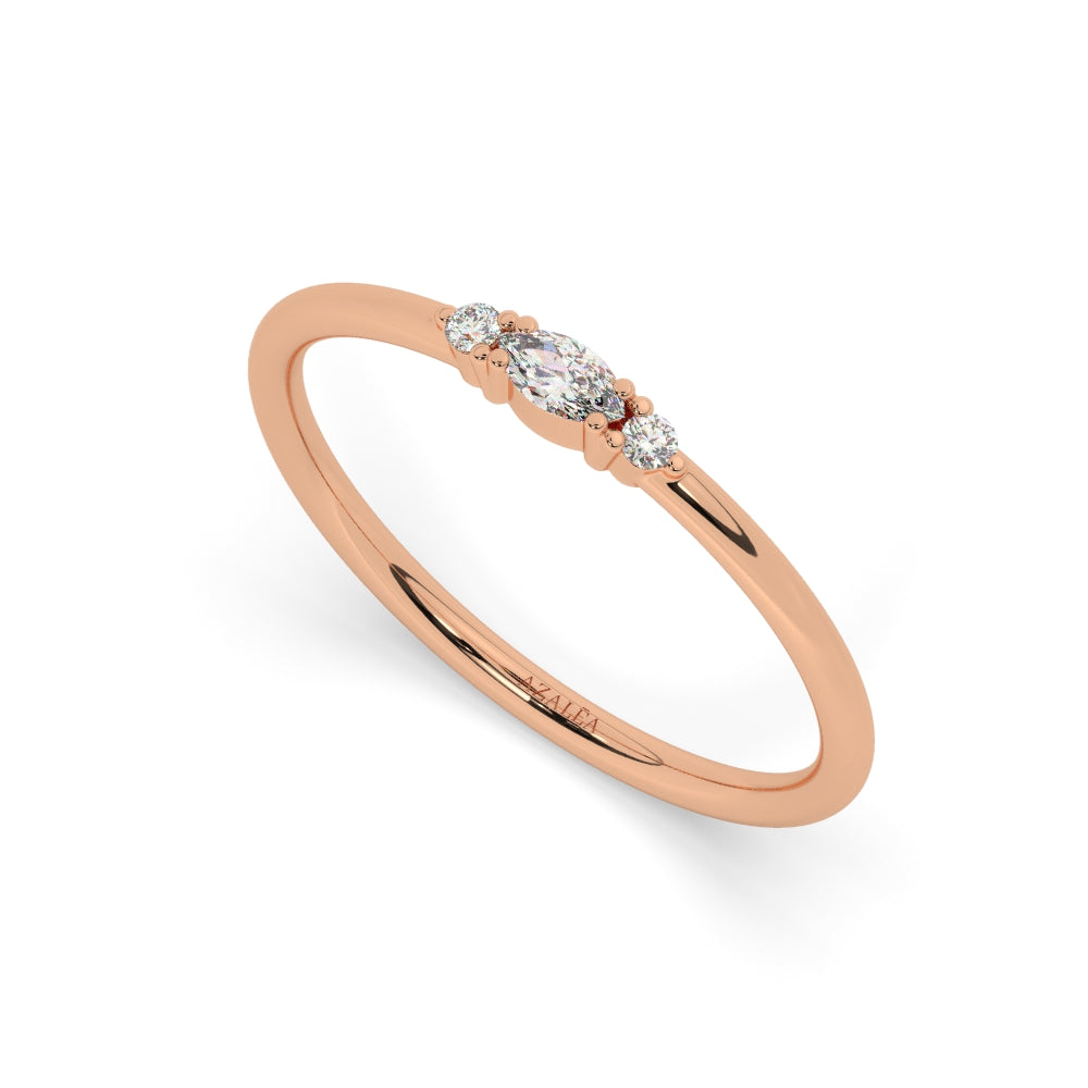 Marquise and Round Diamond Wedding Ring