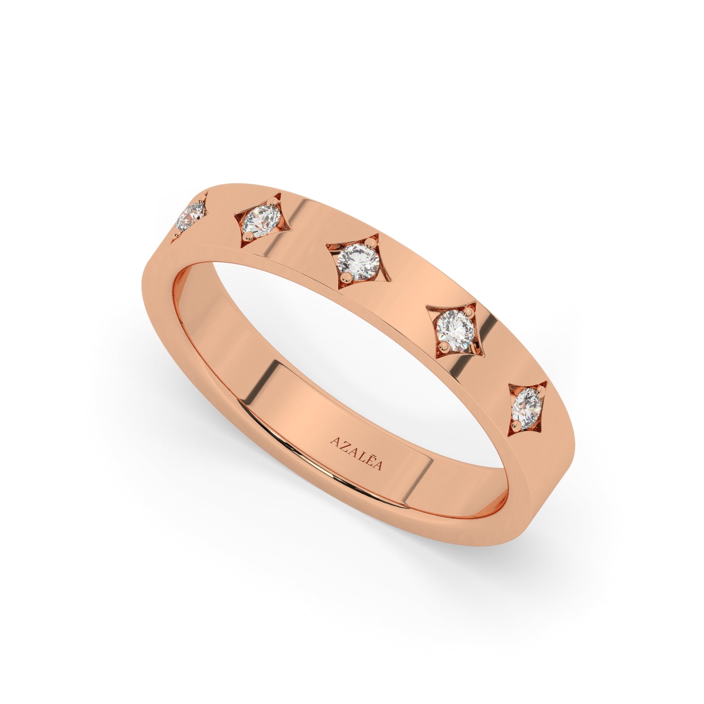 Gold Engraved Diamond Stacking Ring