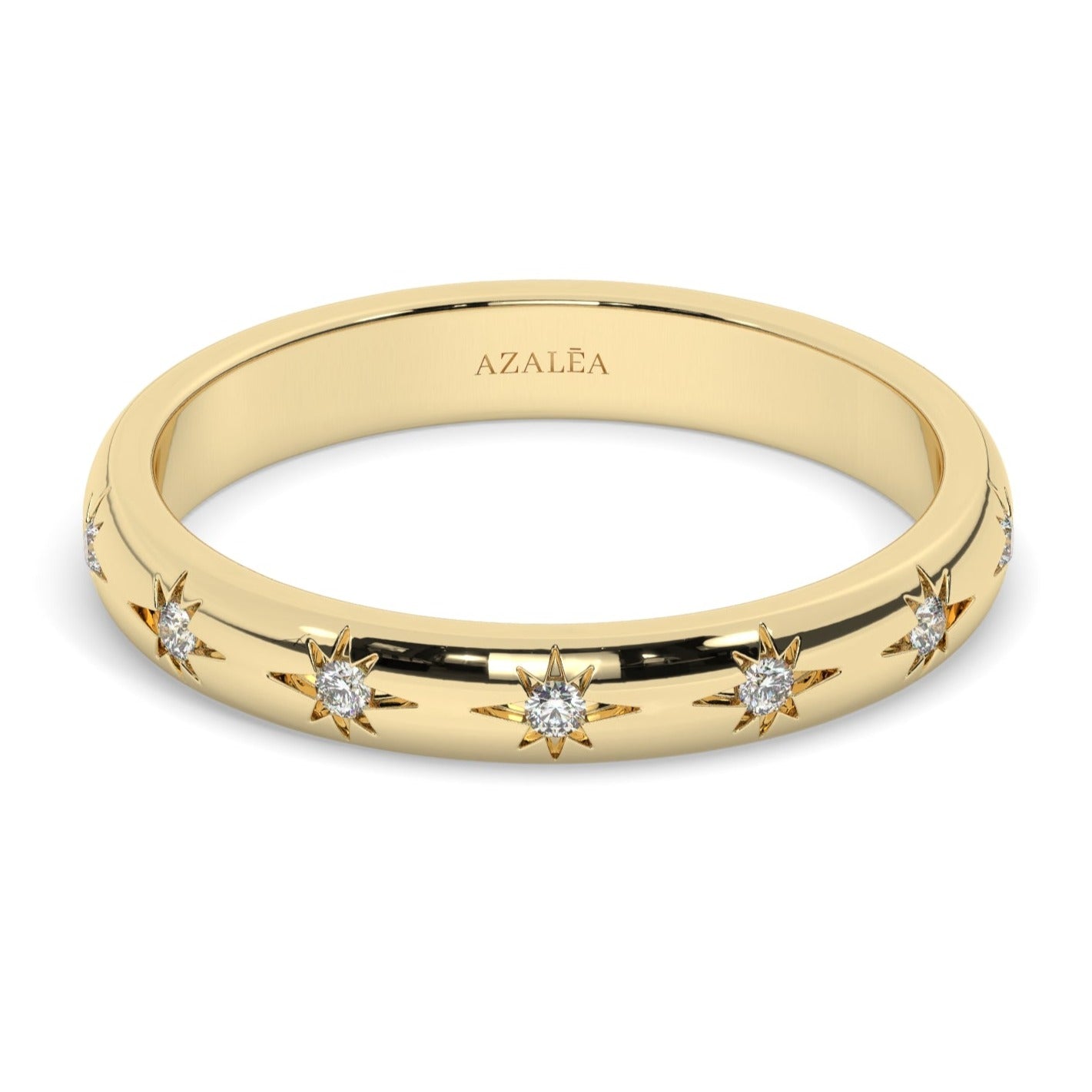 Engraved Star Diamond Stacking Ring