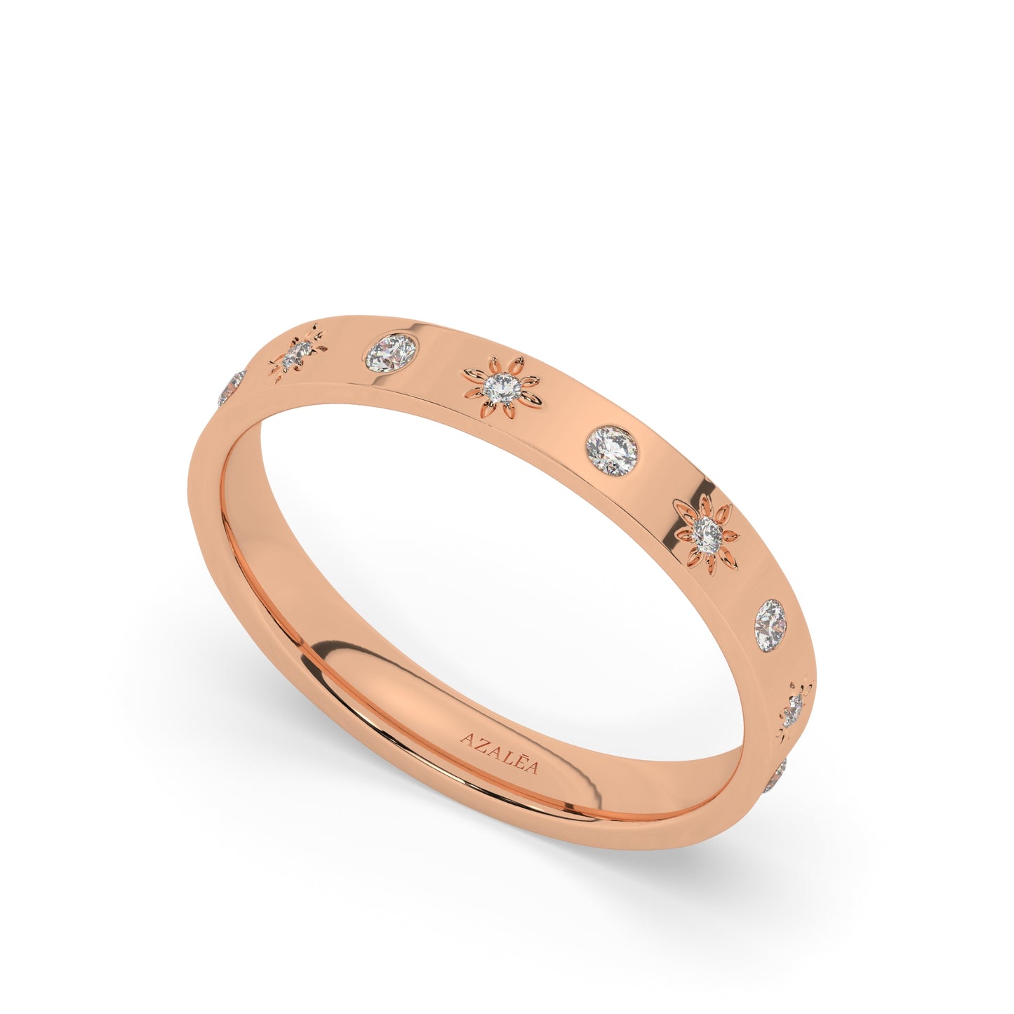 Engraved Star Accent Ring